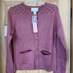 Evy’s Tree Kaylee Mauve Sweater Cardigan XS New!